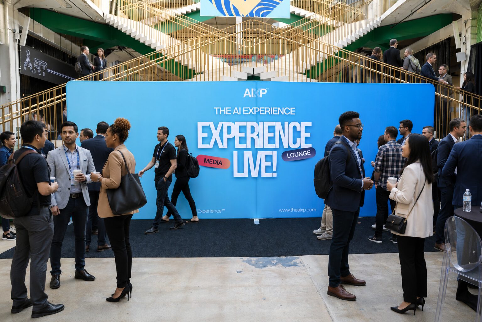 Attendees in the AIXP media lounge